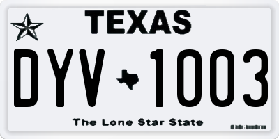 TX license plate DYV1003