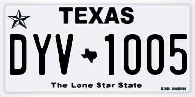 TX license plate DYV1005