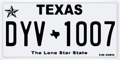 TX license plate DYV1007