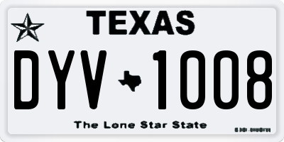TX license plate DYV1008