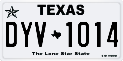 TX license plate DYV1014