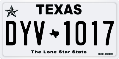 TX license plate DYV1017