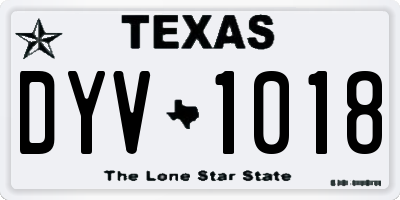 TX license plate DYV1018