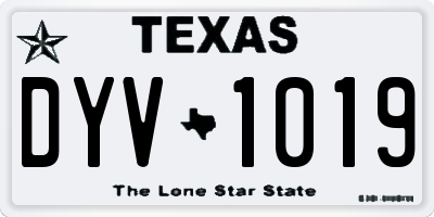 TX license plate DYV1019