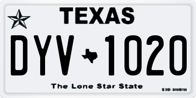 TX license plate DYV1020