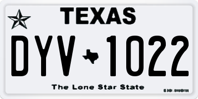 TX license plate DYV1022