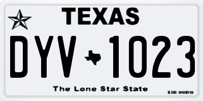 TX license plate DYV1023