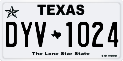 TX license plate DYV1024