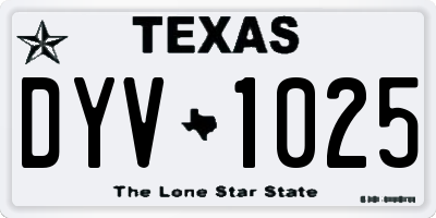 TX license plate DYV1025