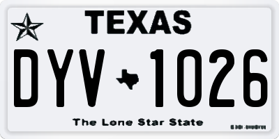 TX license plate DYV1026