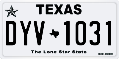 TX license plate DYV1031