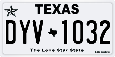 TX license plate DYV1032