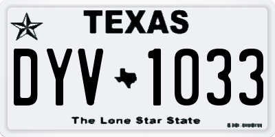 TX license plate DYV1033