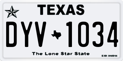 TX license plate DYV1034