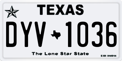 TX license plate DYV1036