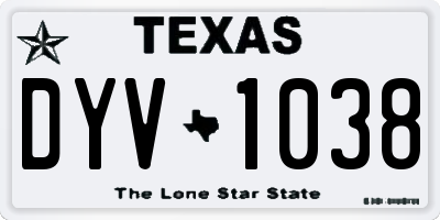 TX license plate DYV1038