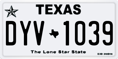 TX license plate DYV1039