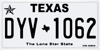 TX license plate DYV1062