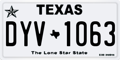 TX license plate DYV1063