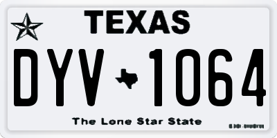 TX license plate DYV1064