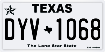 TX license plate DYV1068
