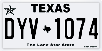 TX license plate DYV1074