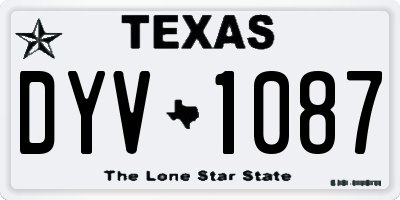 TX license plate DYV1087