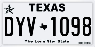 TX license plate DYV1098
