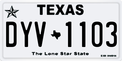 TX license plate DYV1103