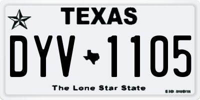 TX license plate DYV1105