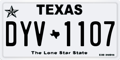 TX license plate DYV1107