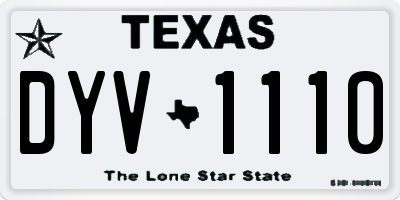 TX license plate DYV1110
