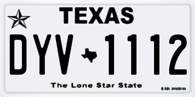 TX license plate DYV1112