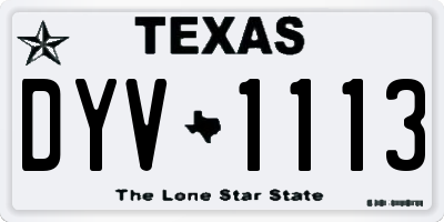 TX license plate DYV1113