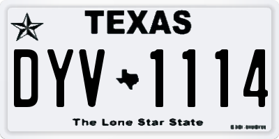 TX license plate DYV1114