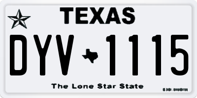 TX license plate DYV1115