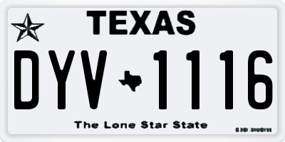 TX license plate DYV1116