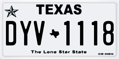 TX license plate DYV1118
