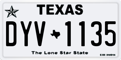 TX license plate DYV1135