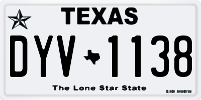 TX license plate DYV1138
