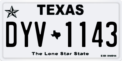 TX license plate DYV1143