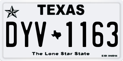 TX license plate DYV1163