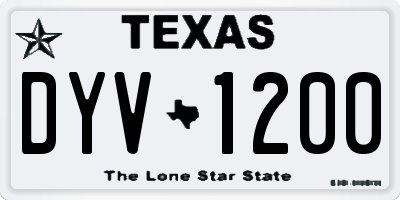 TX license plate DYV1200