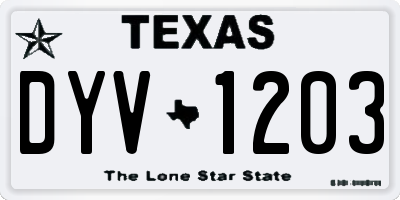 TX license plate DYV1203