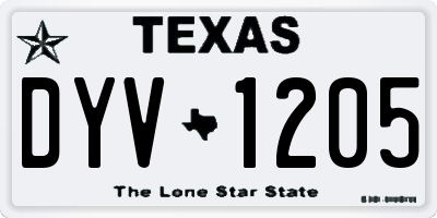TX license plate DYV1205