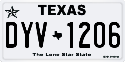 TX license plate DYV1206