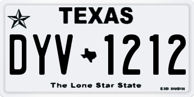TX license plate DYV1212