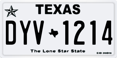 TX license plate DYV1214