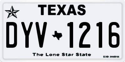 TX license plate DYV1216