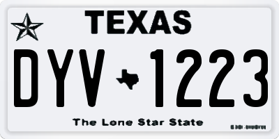 TX license plate DYV1223